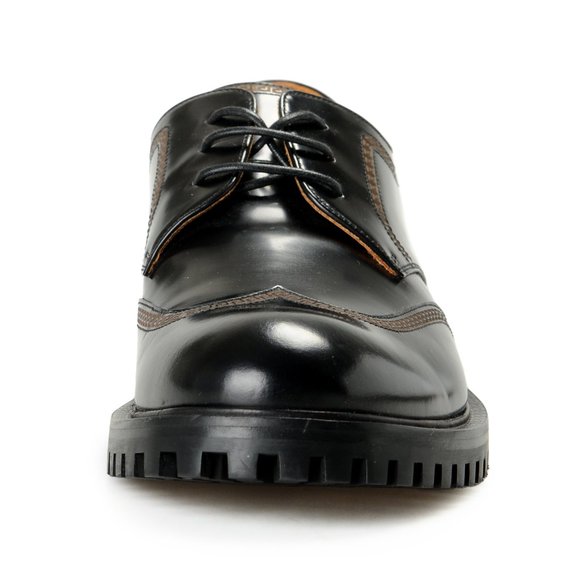 Versace Men\'s Black Polished Leather Derby Oxfords Shoes main image 8